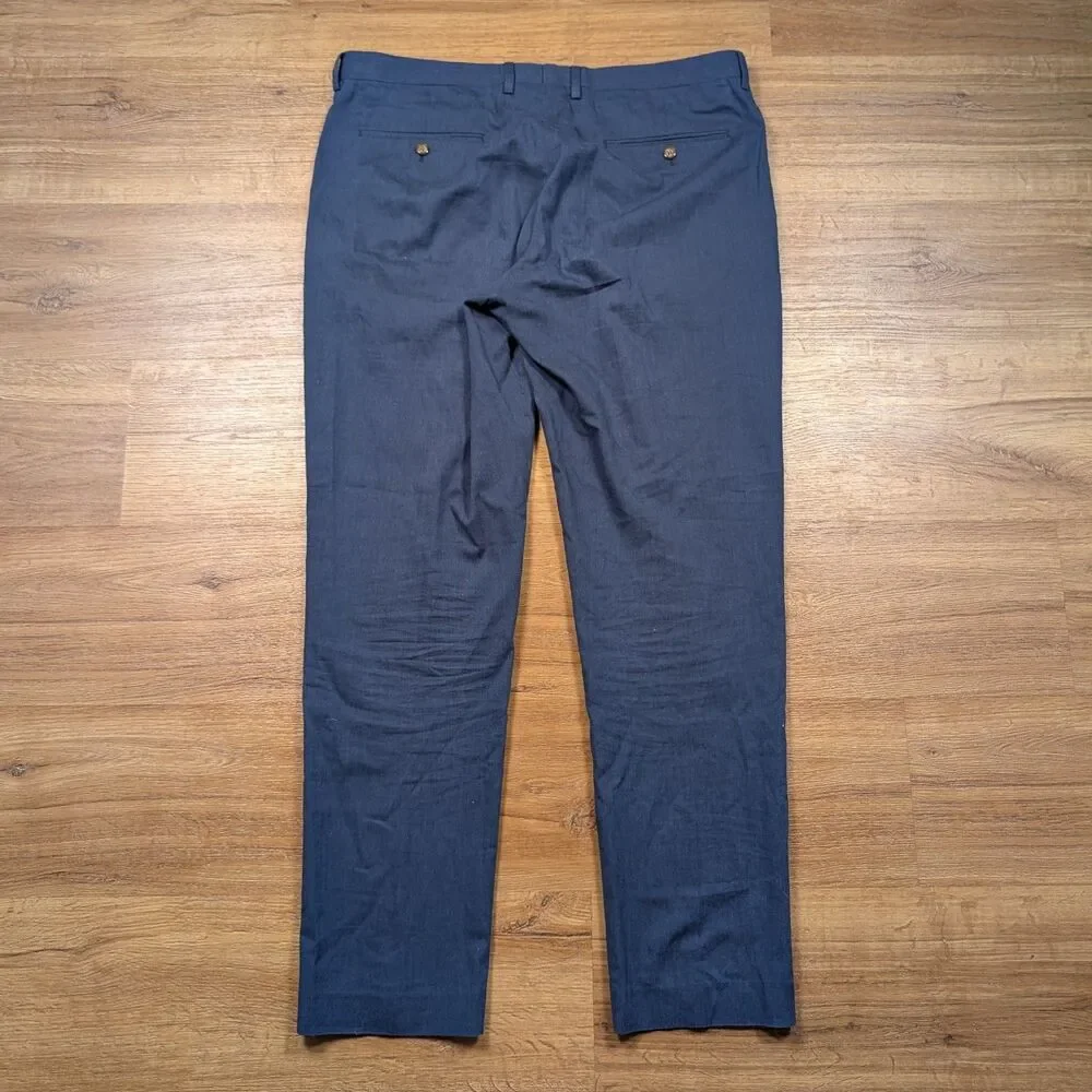 J Crew Ludlow Dress Pants Mens 36x32 Blue Slim Fit Flat Front Somelos Cotton